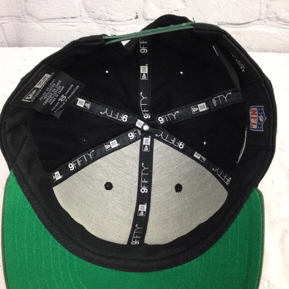 New Era 9Fifty NFL Jets Black Large Embroidered Spell Out Cotton SnapBack Hat - Picture 8 of 12